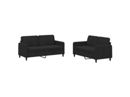 2 Pcs Conjunto de Sofás Veludo Preto MAISON EXCLUSIVE