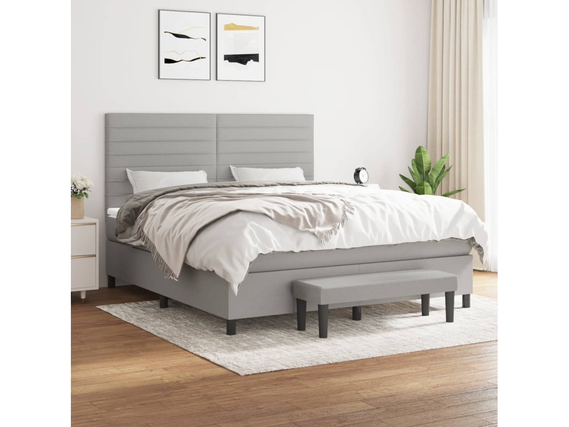 Vidaxl Cama Com Molas/colchão 180x200 Cm Tecido Cinzento-claro