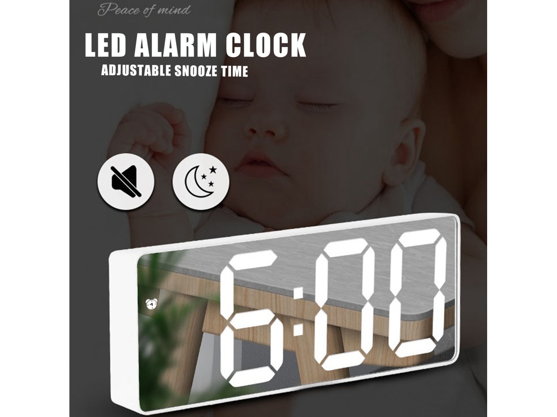 Rectangular Led Digital Alarm Clock (black Face With Red Light, Battery And Plug-in Dual Use) Eoocoo