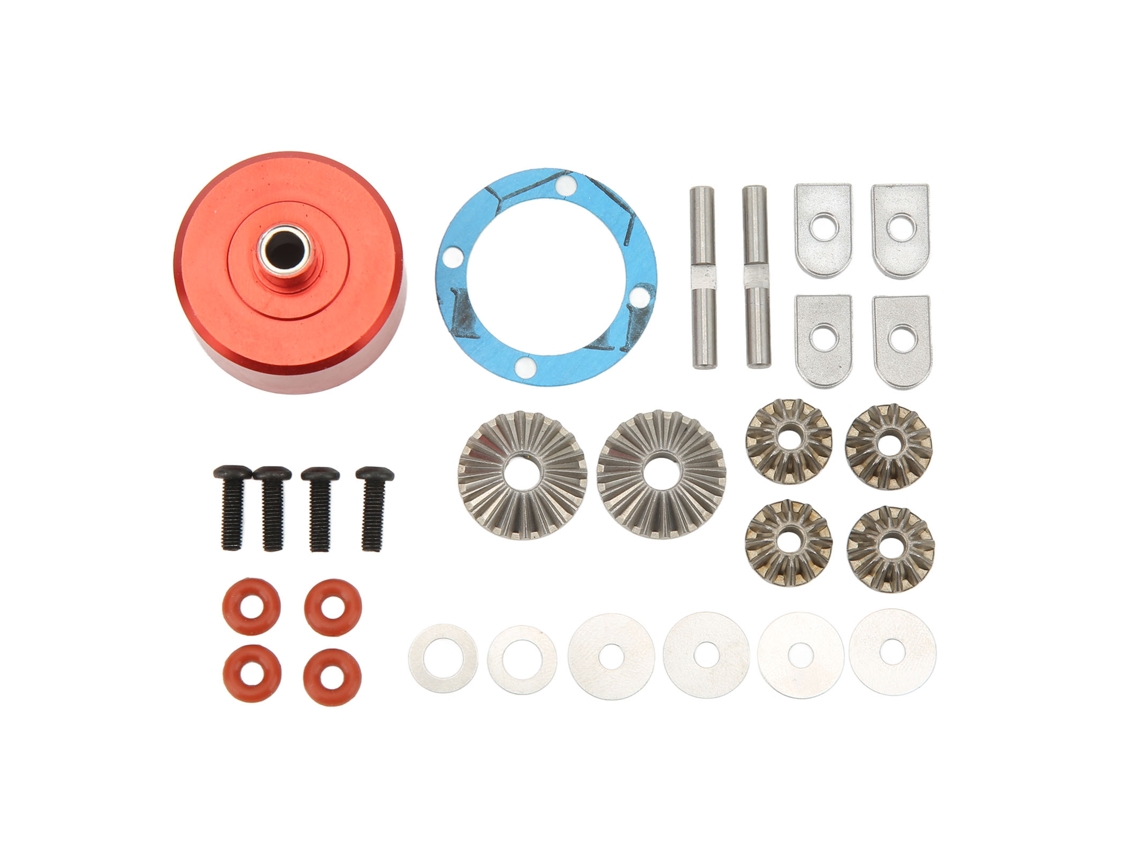 Mali conjunto Diferencial Espiral Dianteiro Traseiro de Liga de Alumínio para Peças de Veículos Remotos Arrma Série 1/7 1/8 Vermelho