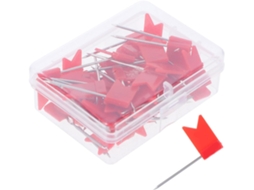 Conjunto Toyvian de 50 Tachinhas Pequenas em Formato Bandeira Vermelha para Quadros Cortiça, Plástico e Ferro Feitas