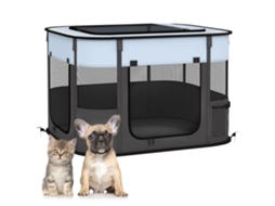 Carrinho para Pequenos Animais, Dobrável, Colchão Lavável, Suporte para Copos, 76x44x103 Cm, Azul, S/MARCA