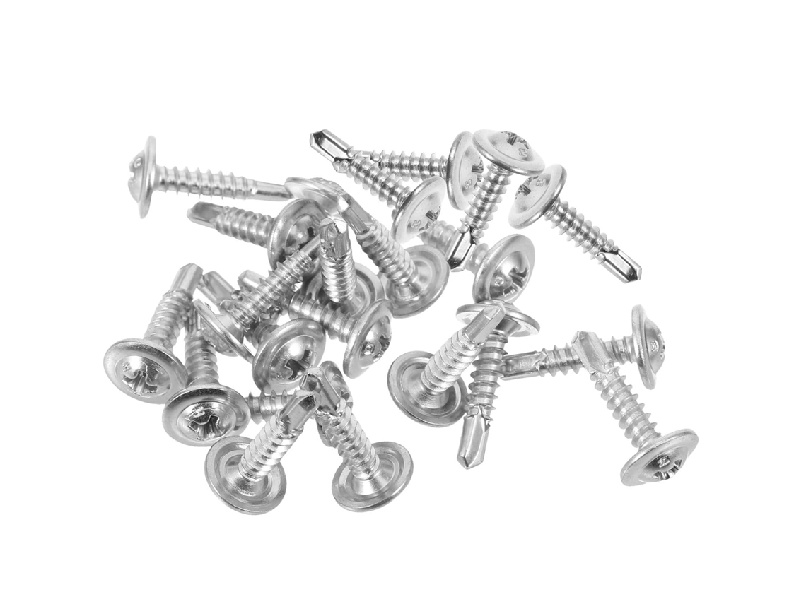 Kit De 100 Parafusos Autoperfurantes De Aço Inoxidável Com Cabeça Larga, Ideais Para Chapas Metálicas, Aplicações