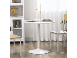 Mesa De Jantar Redonda 2 Pessoas, Base Aço, Ø80x75cm, Branca