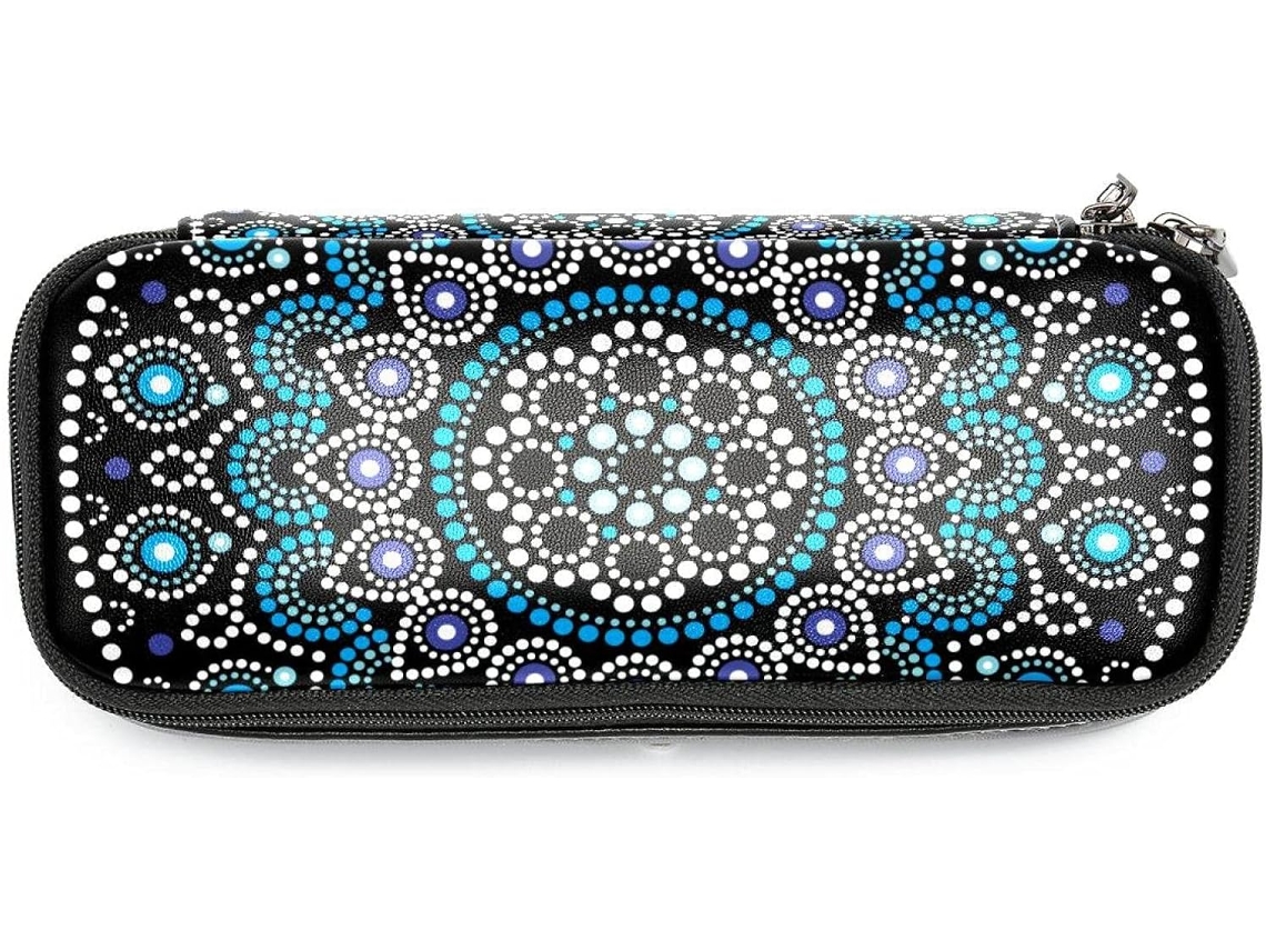 Porta-lápis Mandala Indiana, psicodélico, preto, grande capacidade, para marcadores, escolar, de mesa.