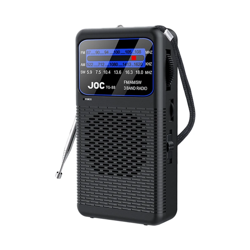 Mini Rádio Alimentado por Bateria, Compatível com as Bandas Fm/am/sw, com Entrada para Fone de Ouvido de 3,5 Mm e Lanterna de Emergência MDUG (preto)