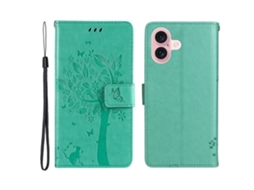 Capa Em Couro Pu, Com Suporte Para Iphone 16 - Verde
