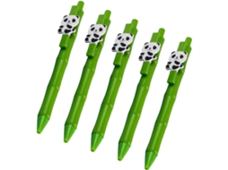 Conjunto De 5 Canetas Em Gel Com Estampa Panda, Mecanismo Botão, Corpo