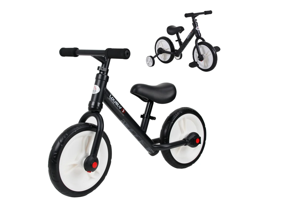 Bicicleta Equilíbrio 2 5 Anos (rodinhas+pedais, Banco Ajustável, Preta)