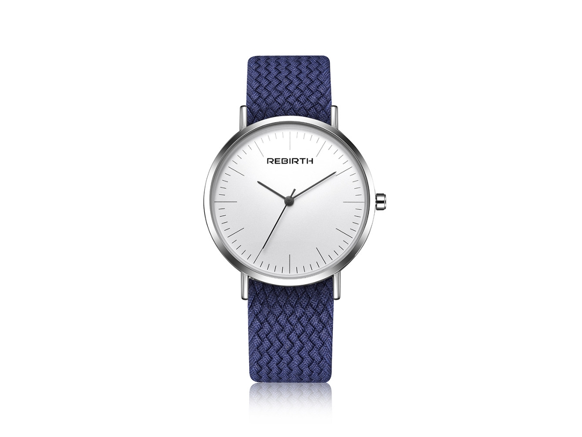 Reloj De Pulso De Cuarzo Con Correa De Tela Redondo Unisex Casual Azul