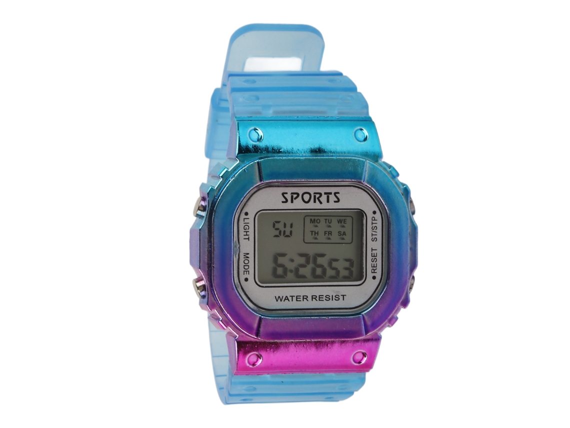 Reloj Electrónico De Color Degradado Grande Impermeable Para Estudiantes Deportivo Casual
