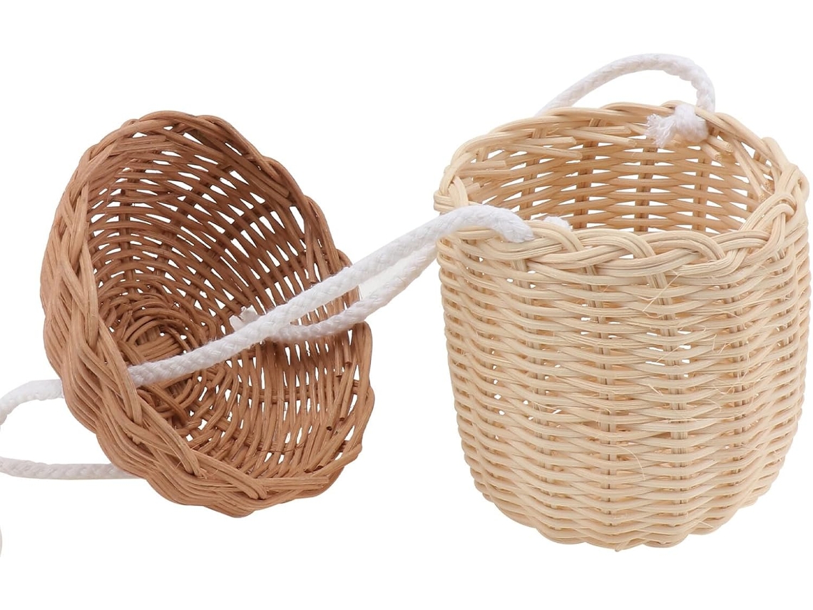 Bolsa De Ombro Pequena Em Rattan Trançado À Mão Com Borla Decorativa, Mini Cesta.