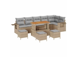 Maison Exclusive - Conjunto De Sofá De Jardim 12 Pcs Bege E Cinza Claro Vime Pe