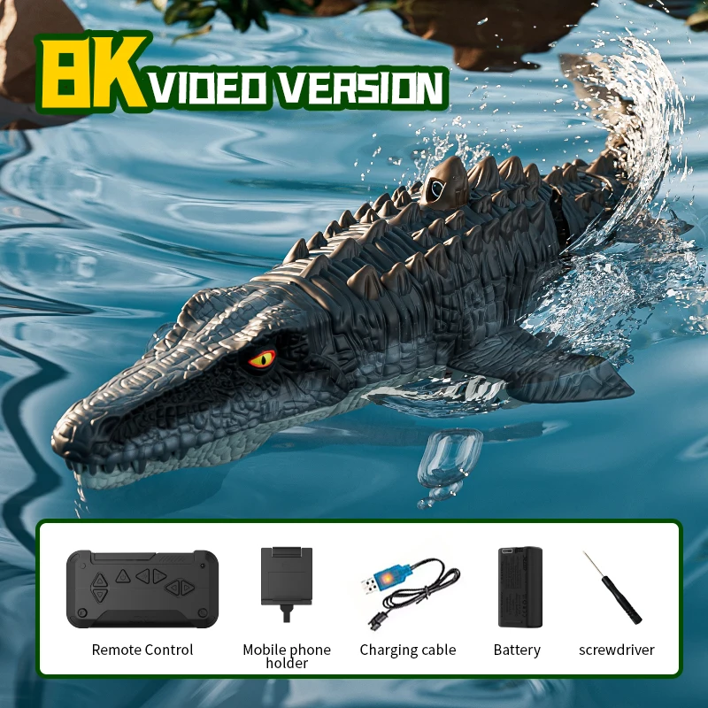 (com Câmera) Câmera Elétrica Controlada Remotamente Por 2.4g Que Simula Um Mosassauro E Um Dinossauro Controlado Remotamente Que Espirra Água.