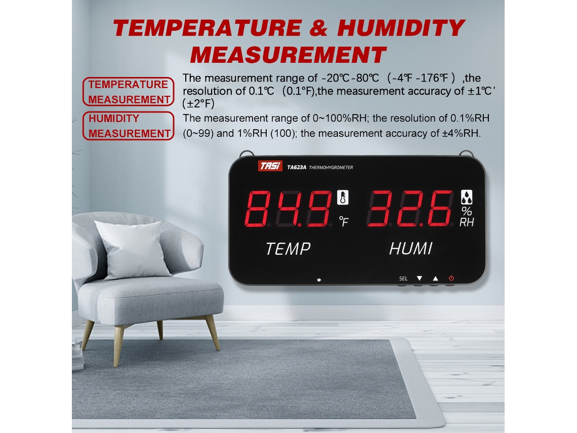 Medidor Inteligente de Temperatura e Umidade com Tela Led Digital Parede Industrial Agrícola Residencial Indoor Outdoor