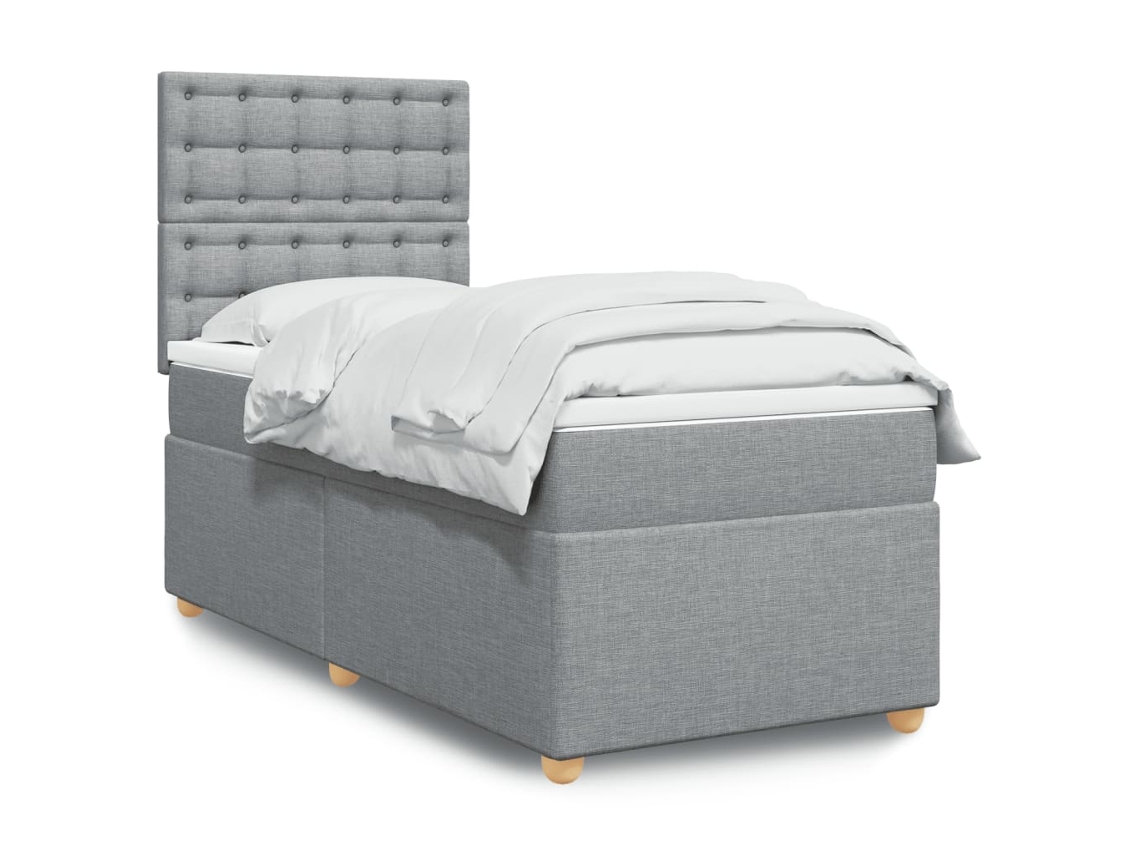 Vidaxl Cama com Molas/colchão 90x200 Cm Tecido Cinza claro
