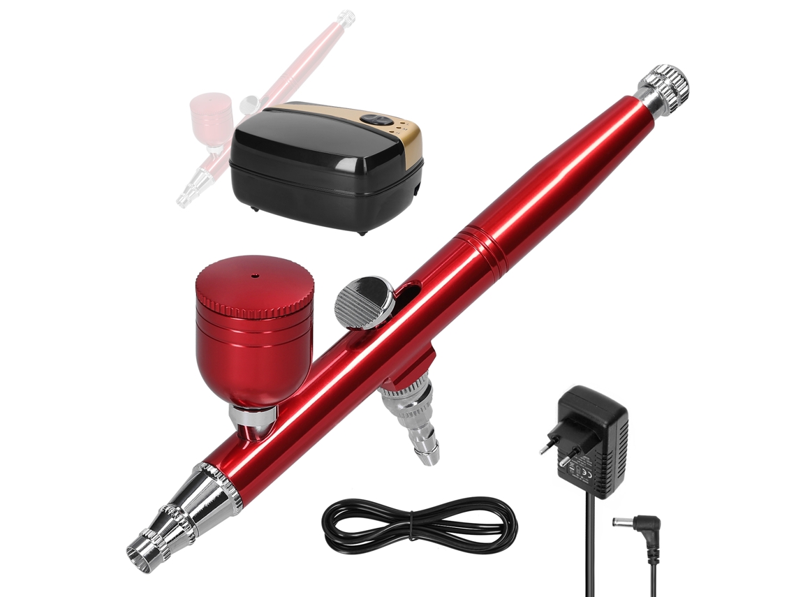 Kit compressor de aerógrafo profissional 18psi com 3 velocidades para modelos, maquiagem, pintura e decoração de bolos.