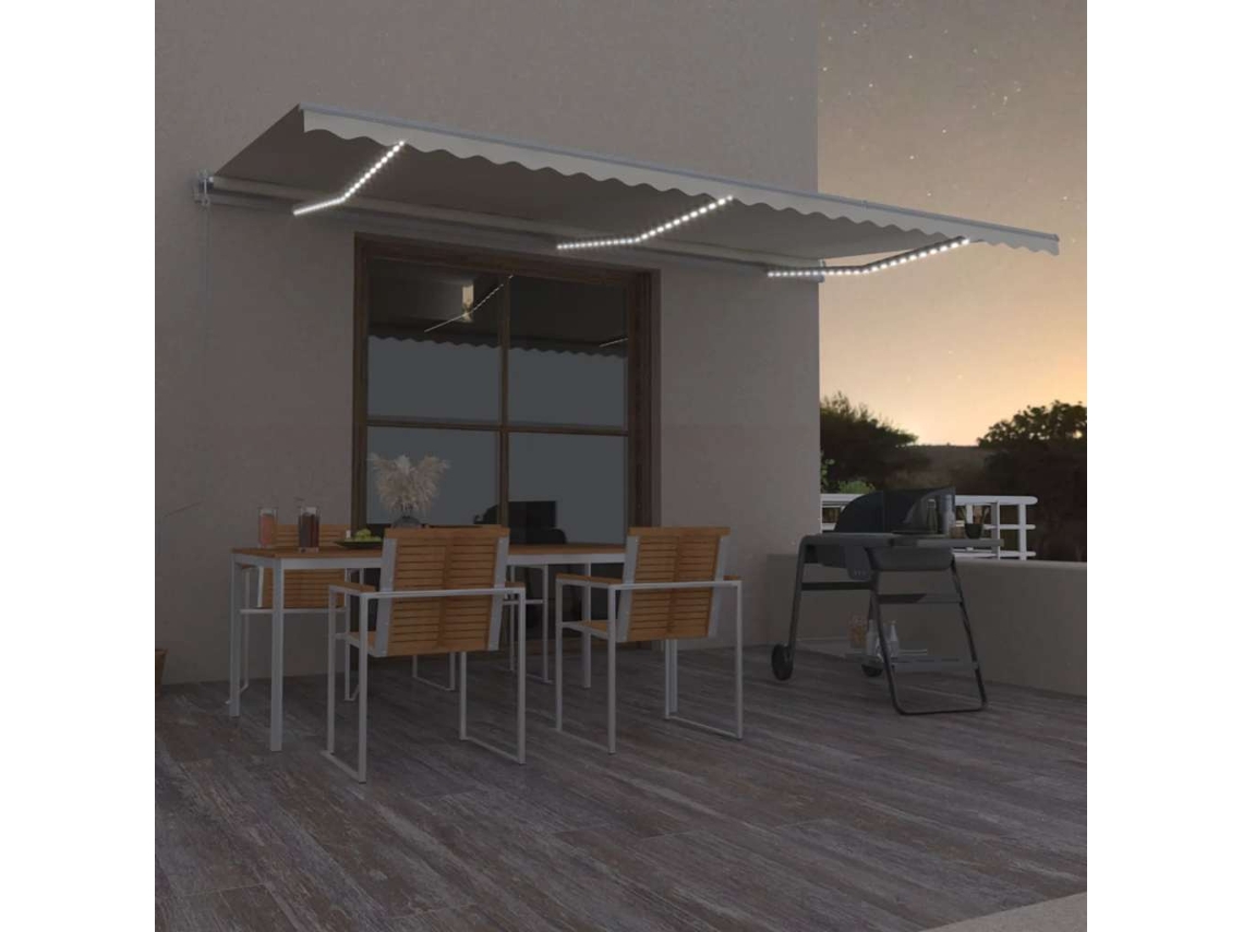 Vidaxl Toldo Automático Com Led E Sensor De Vento 600x300 Cm Cor Creme