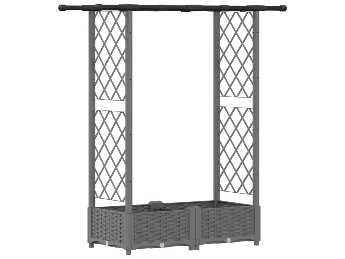 Conjunto 1 Canteiro De Jardim Elevado Vidaxl Cinzento-claro Polipropileno (122,5 X 40 X 121 Cm)