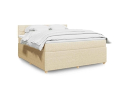 Vidaxl Cama Com Molas/colchão 180x200 Cm Tecido Cor Creme