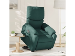Vidaxl Poltrona Reclinável Elevatória Tecido Verde-escuro