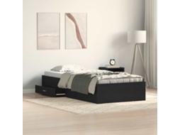 Vidaxl Estrutura Da Cama Com Gaveta Carvalho Preto 90 X 200 Cm