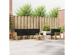 Vidaxl Conjunto De Sofás Para Exterior 7 Pcs Branco E Preto