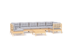 Conjunto de 8 Lounge de Jardim com Almofadões Cinza Pinho MAISON EXCLUSIVE