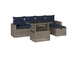Conjunto de Sofá de Jardim, 6 Peças, Almofadas, Rattan Cinza MAISON EXCLUSIVE