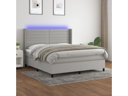 Vidaxl Cama Box Spring C/ Colchão E Led 180x200 Cm Tecido Cinza-claro