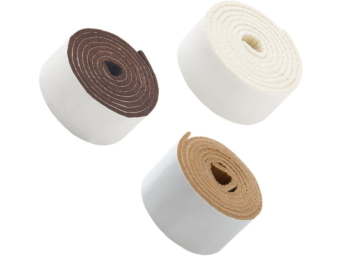 Almofadas De Feltro Autoadesivas, Material De Fibra Lã, Proteção Antiderrapante, 3 Rolos, Cor Aleatória, Para Móveis E