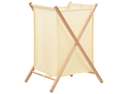 Vidaxl Cesto Para Roupa Suja Madeira De Cedro E Tecido Bege 42x41x64cm