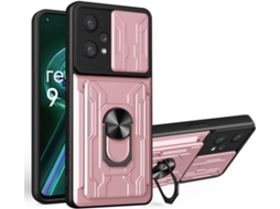 Capa Protetora Militar Antichoque para Oppo Realme 9 Pro Plus HONGWE. com Porta-Cartões Rosa