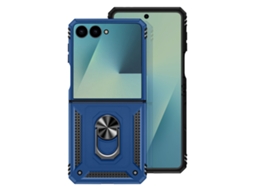 Avizar Capa Para Galaxy Z Flip 7 Com Anel Rotativo E Função Suporte Azul