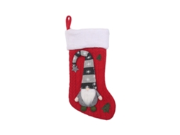 Laxiscreed Meia De Natal Vermelha Tricotada Com Gnome Florestal 3d Para Decoração Festiva