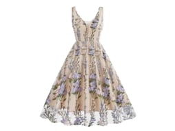 Roupas de Natal com Decote em V Sem Mangas Bordado Pesado Vestido Vintage 2Xl