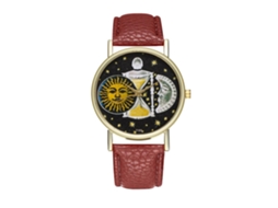 Reloj De Pulsera Unisex De Cuero Fashionable Quartz Para Hombres Y Mujeres (café)