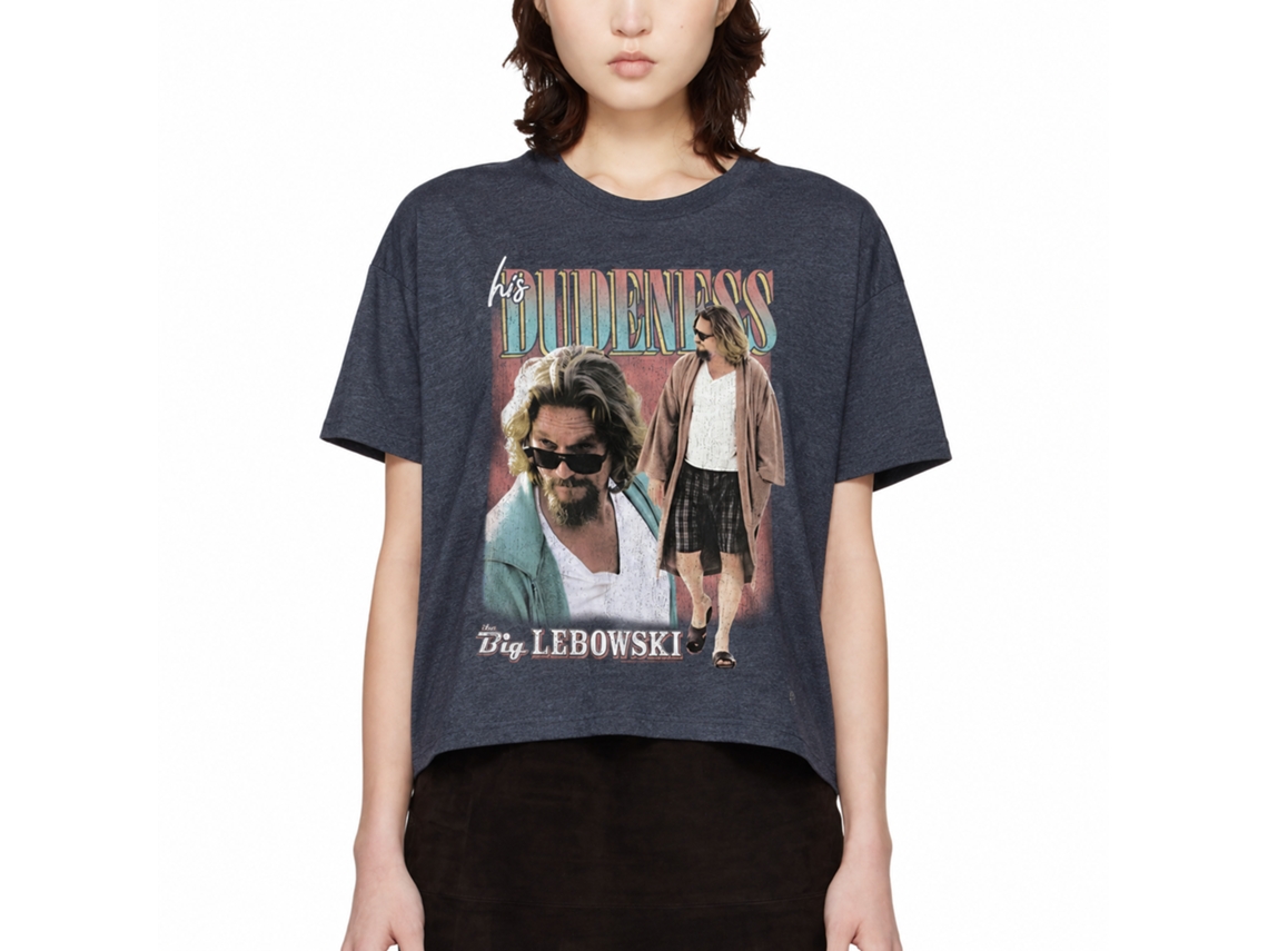 Rockinstone The Big Lebowski Duo Pic Heather Navy Adult T-shirt Size:s