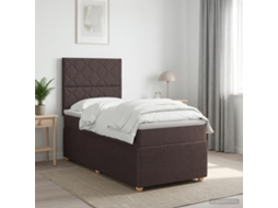Vidaxl Cama Box Spring Com Colchão Marrom Escuro 100 X 200 Cm Tecido