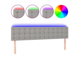 Cabeceira de Cama SFUSHOS com Luzes LED Tecido 160x5x78/88 cm Cinza Claro