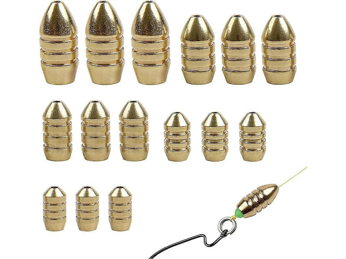 Rebe-kit De 15 Pesas De Latón Para Pesca Sinkers Huecos Tamaños 1.8g 3.5g 5g 7g 10g Para Agua Dulce Y Salada