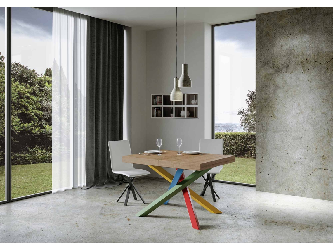 Mesa de Jantar Extensível 90X120/224 Cm Volantis Carvalho Natural Quadro 4/B