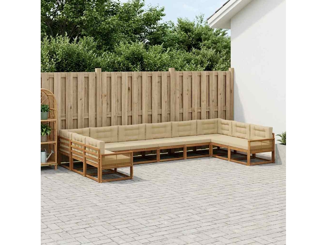 Vidaxl Conjunto De Sofás Para Exterior 10 Unid. Natural E Bege