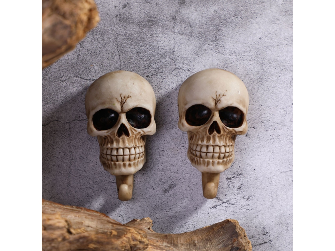 Adereços de Halloween, Ganchos de Caveira Vintage, Ganchos de Armazenamento, 2 Peças BRILVIBERA