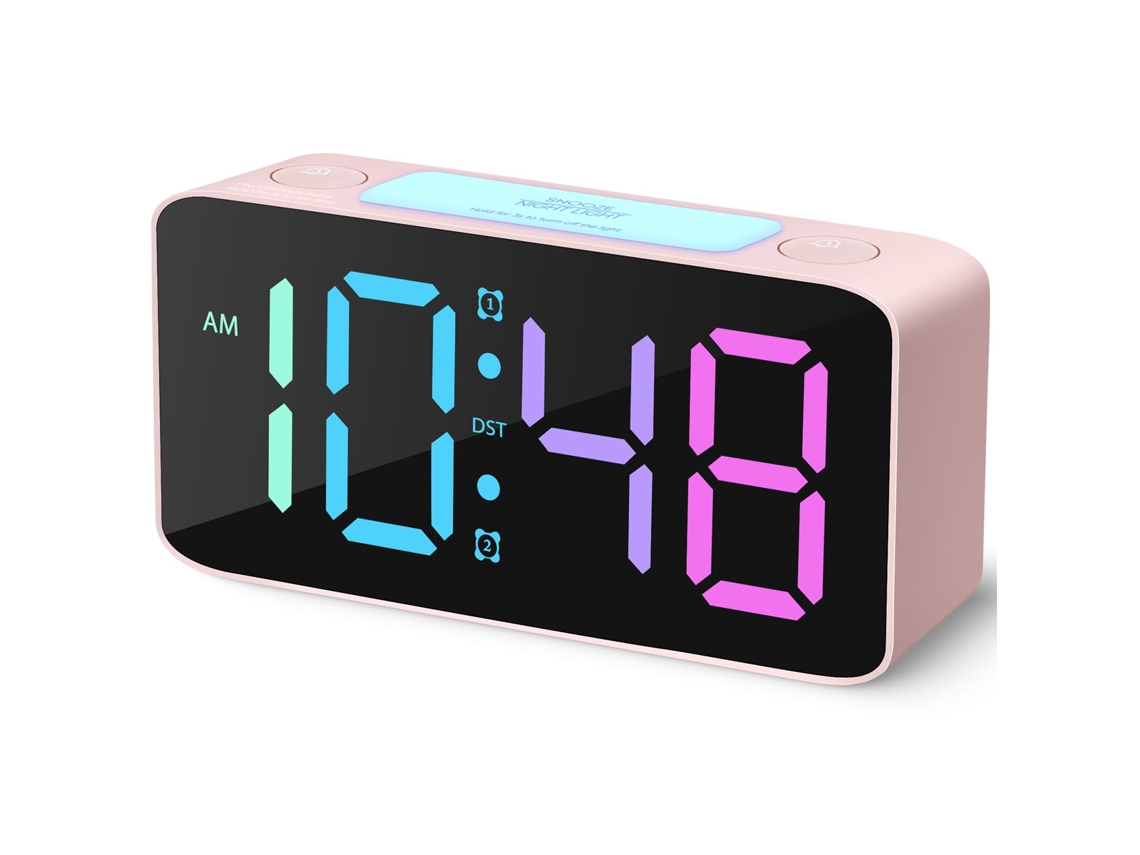 Despertador Super Alto para Adultos com Sono Pesado, Relógio Digital Rgb com Luz Noturna de 7 Cores, Volume Ajustável, Carregador Usb, Relóg EHSTMIND
