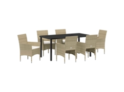Maison Exclusive - Conjunto De Jantar Para Jardim Com Almofada 7 Pcs Bege Vime Pe