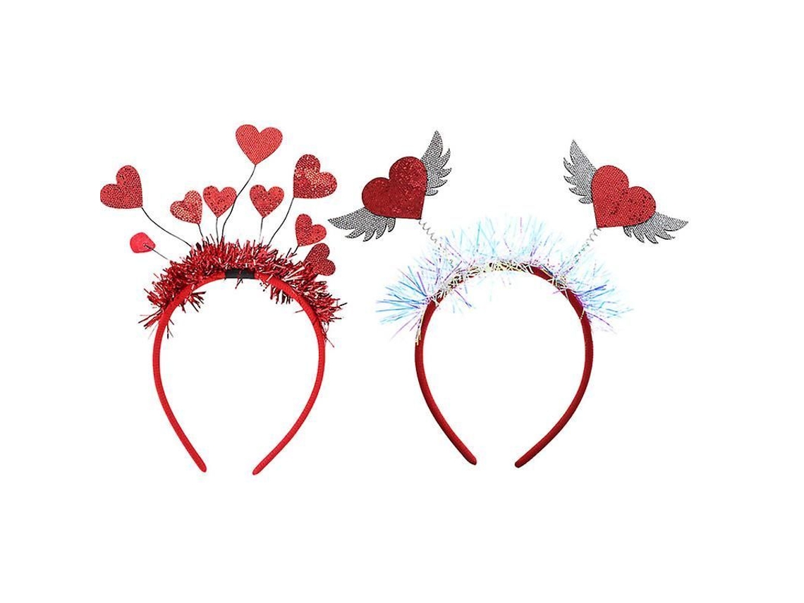 2026 2 peças Tiara de cabelo decorada com coração para festa de aniversário, Dia dos Namorados e Natal