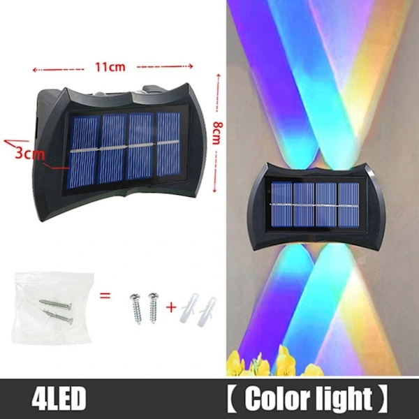 Luminária solar de parede com 4 LEDs, colorida AQUAFORGE