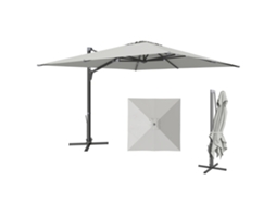 Ombrellone giardino, eccentrico 296x296x265cm, manovella, zanzariera, base a croce, beige ZENCORE SERVICES