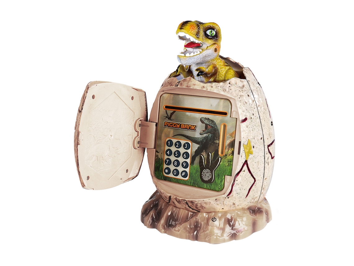 Cofrinho Eletrônico Em Formato De Ovo Dinossauro Com Senha Caixa Moedas Infantil Leitor Impressão Digital E Brinquedo T Rex, Cri Aquaforge